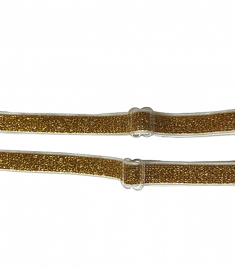 10mm Glitter Bra Straps x1 Pair Gold With White - Click Image to Close